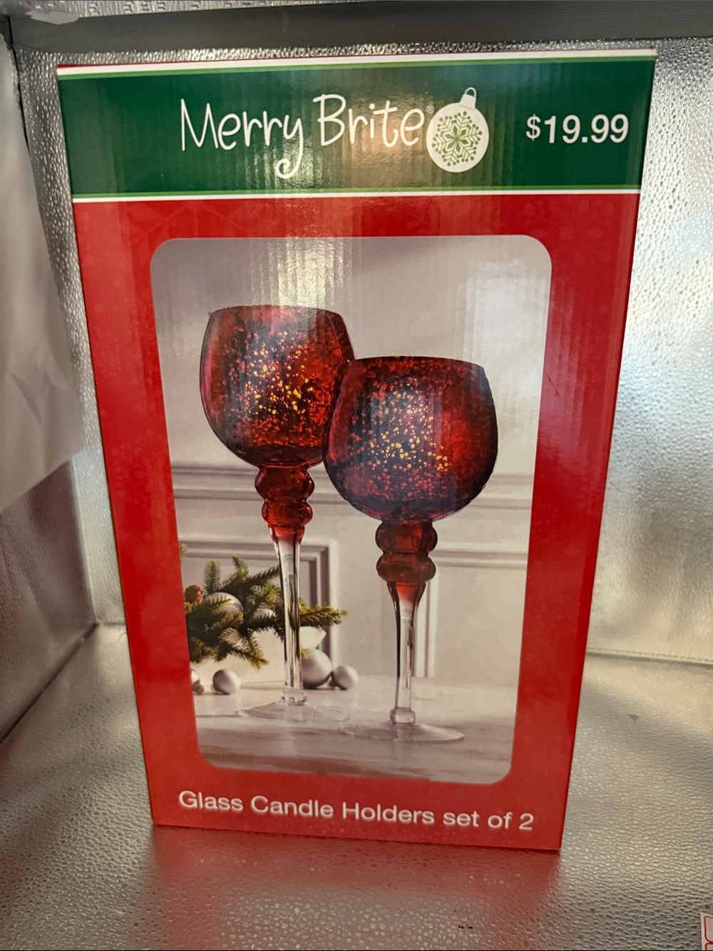 Vintage Merry Brite Red Glass Candle Holders Set of 2